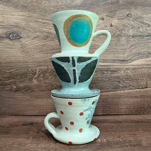 Ceramic Stoneware Coffee Pourover with Handle for Mug | Coffee Dripper