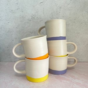 Colorblock Ceramic Coffee Mug in Orange, Yellow, and Violet image 10