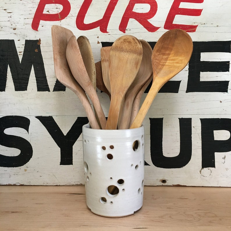 White Kitchen Utensil Holder Kitchen Caddie Etsy