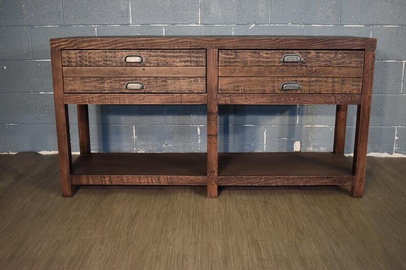 Rustic Style Solid Wood 58 2-Drawer Sideboard Console Table