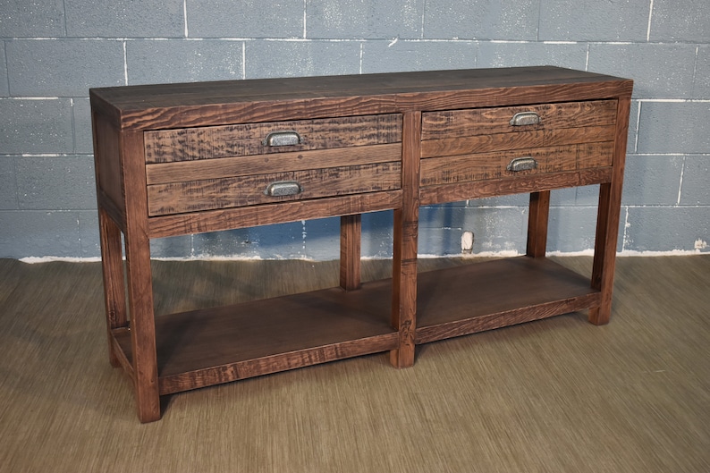 Rustic Style Solid Wood 58 2-Drawer Sideboard Console Table