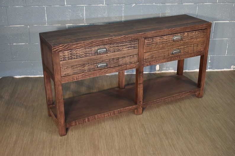 Rustic Style Solid Wood 58 2-Drawer Sideboard Console Table