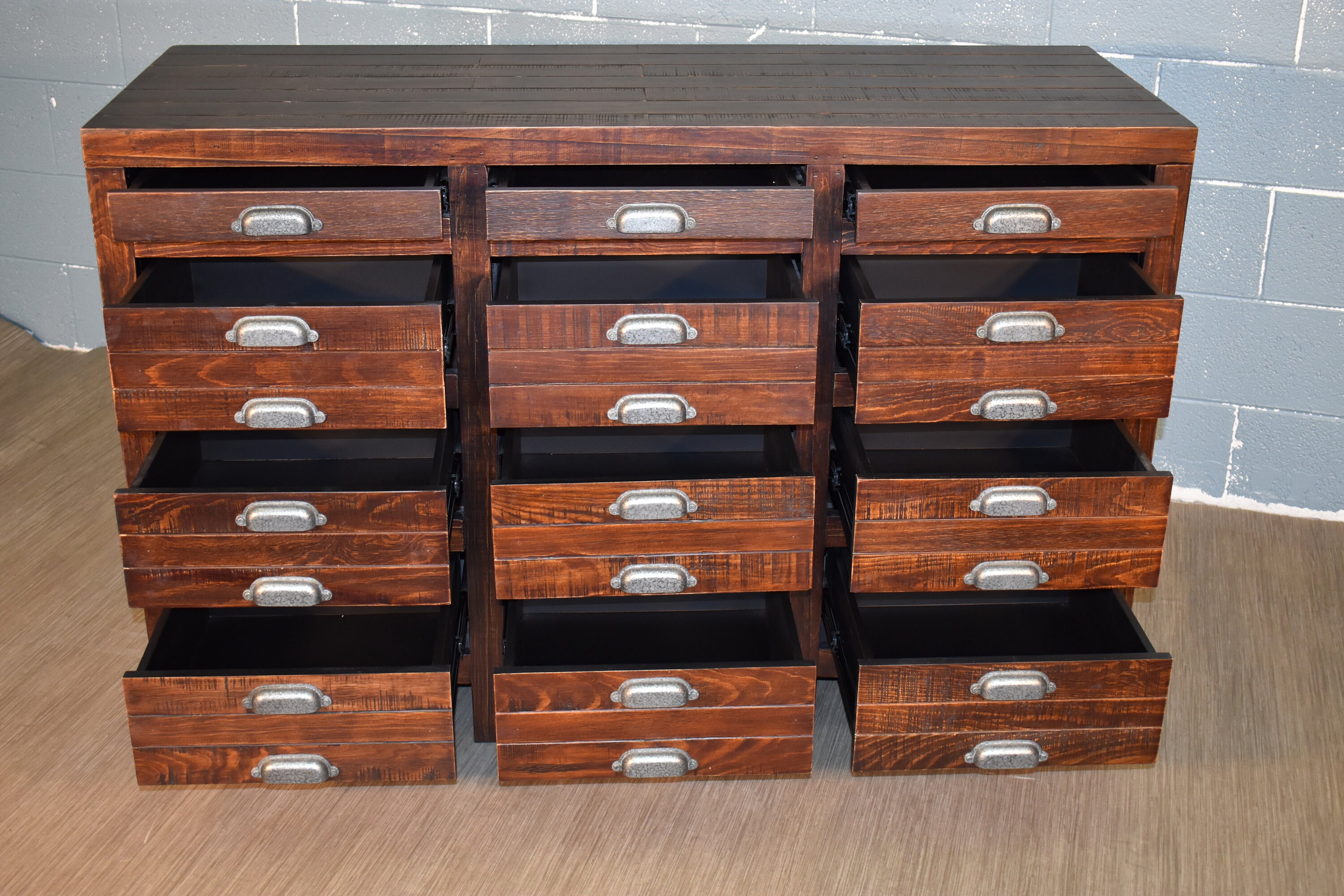 Rustic Style Solid Wood 12Drawer Dresser Sideboard in Dark Etsy