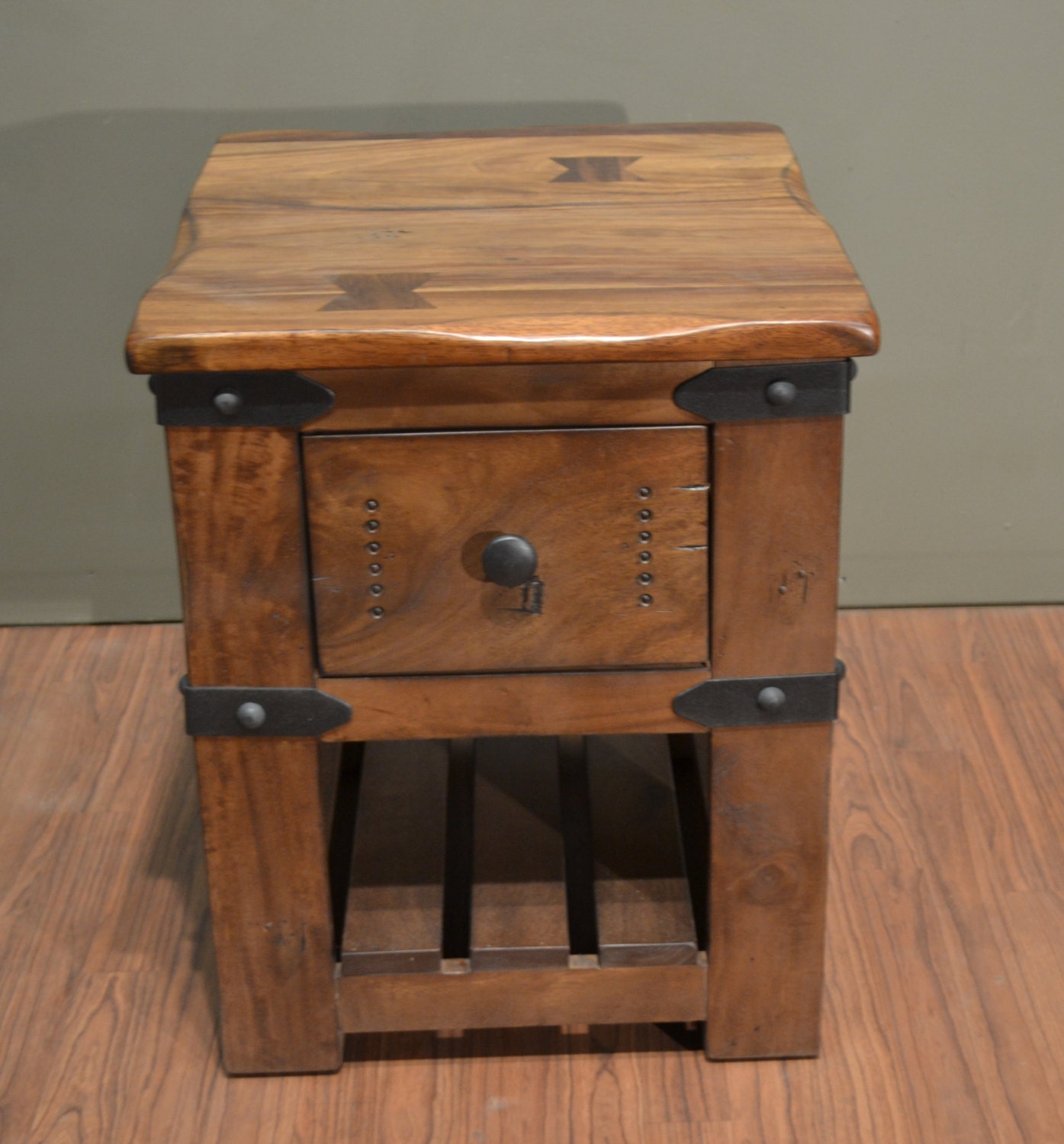 Outstanding Quality Rustic Solid Wood Chair Side End Table / Etsy