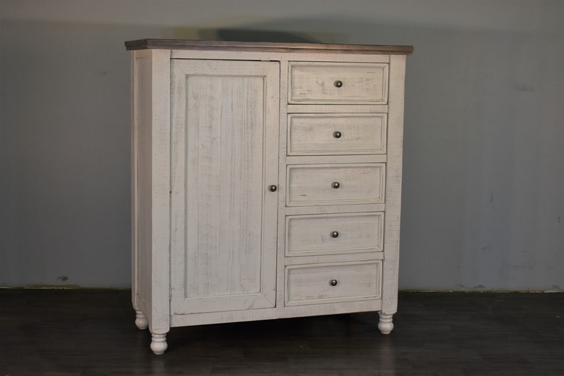 Rustic Farmhouse Distressed White Solid Wood Gentleman chest / Etsy