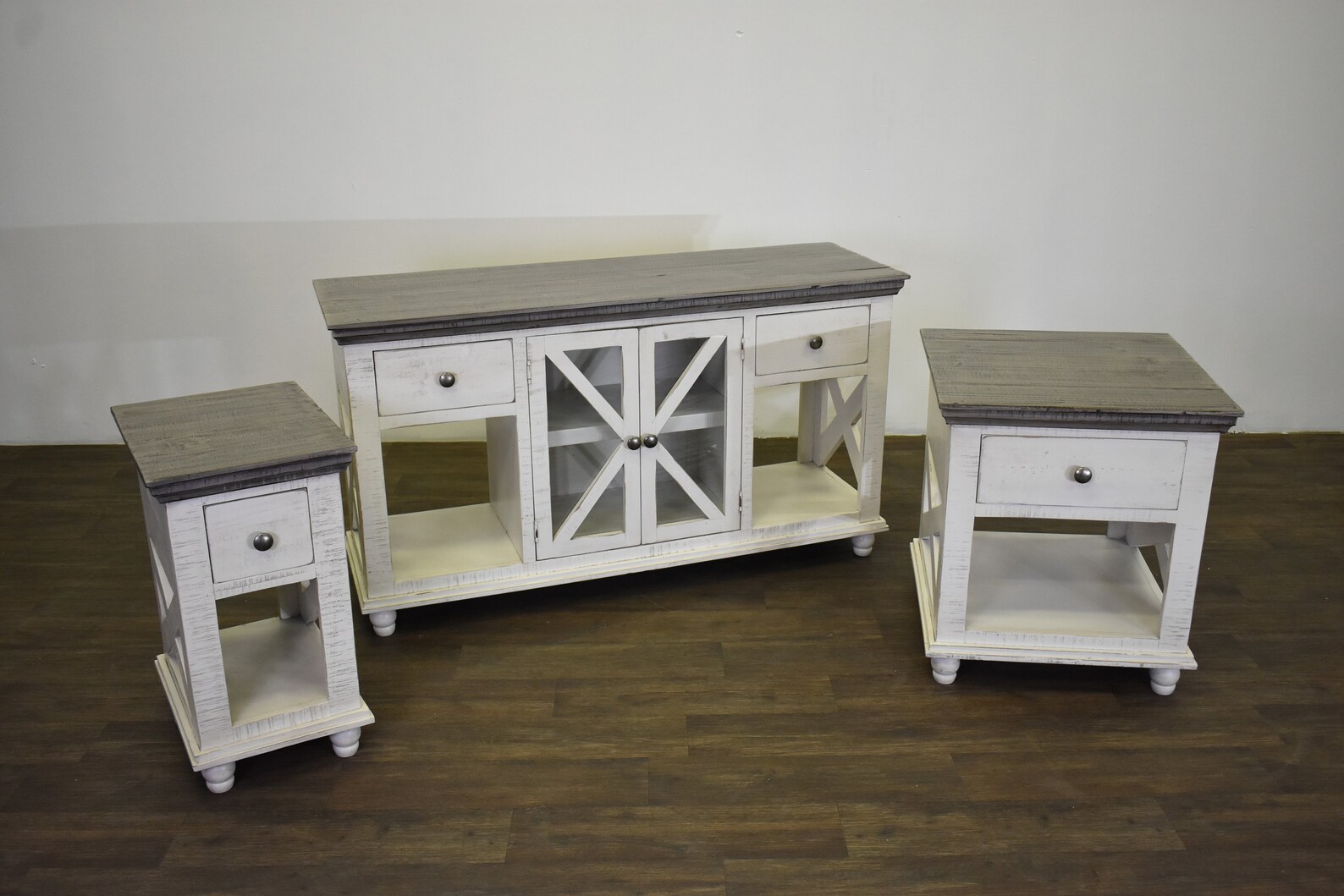 Rustic Farmhouse Style Solid Wood Barn Door Sofa Table