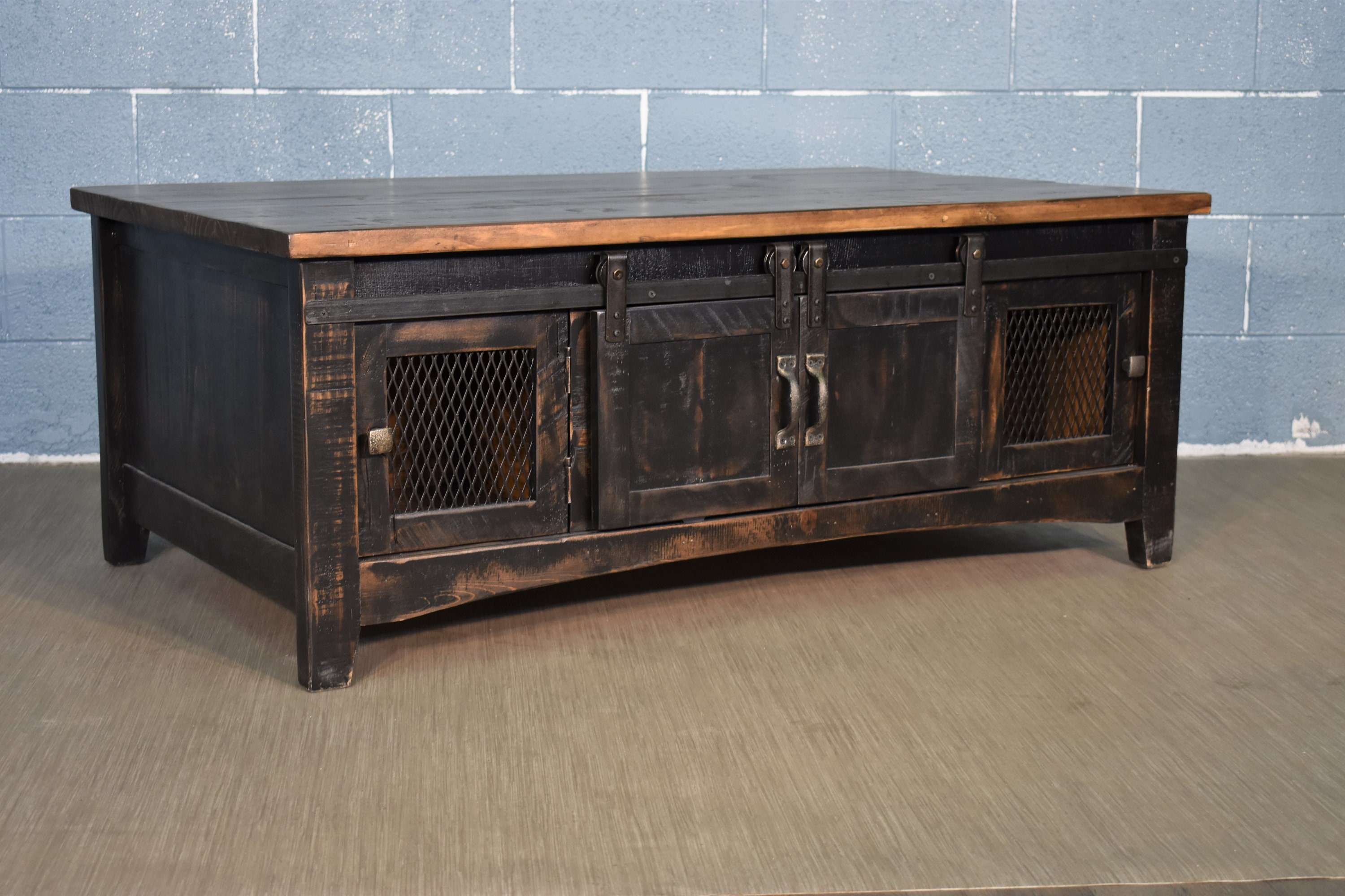 Rustic Black Solid Wood Barn Door Coffee Table Identical On Etsy