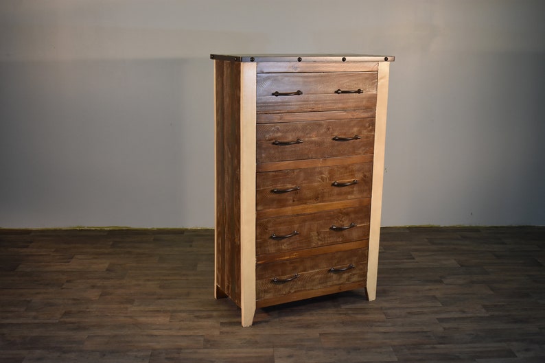 Rustic Farmhouse Style Solid Wood Chest Of Drawers Highboy Etsy