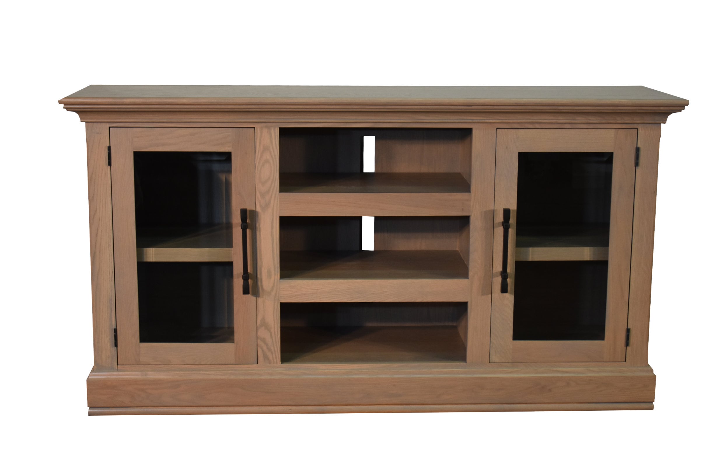 65 Inch Oak TV Stand / Sideboard with Glass Doors Whitewash Etsy