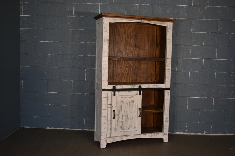 Rustic Farmhouse Style Solid Wood Barn Door Bookcase Etsy