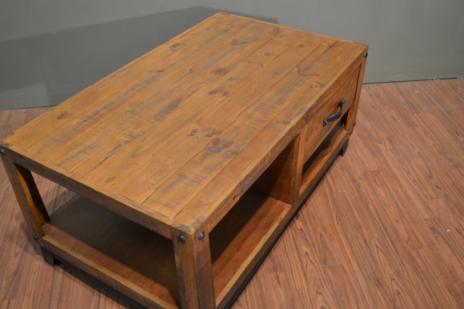 Antique Rustic Style Solid Wood Coffee Table with a drawer | Etsy