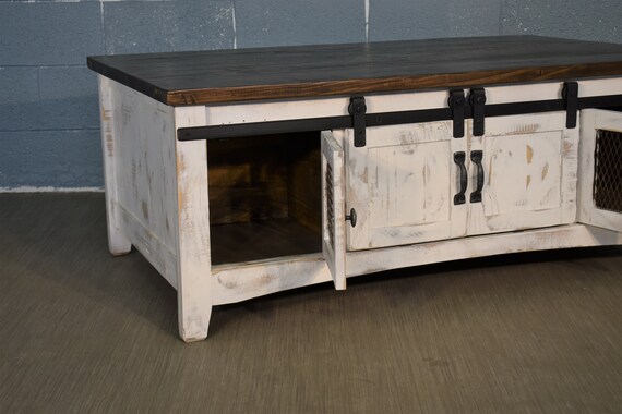 Rustic White Solid Wood Barn Door Coffee Table Identical On Etsy