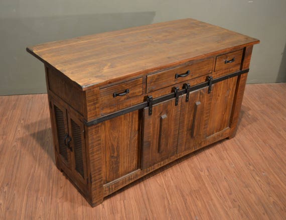 3 Drawer Kitchen Island W 2 Sliding Doors 2 Mesh Doors Etsy