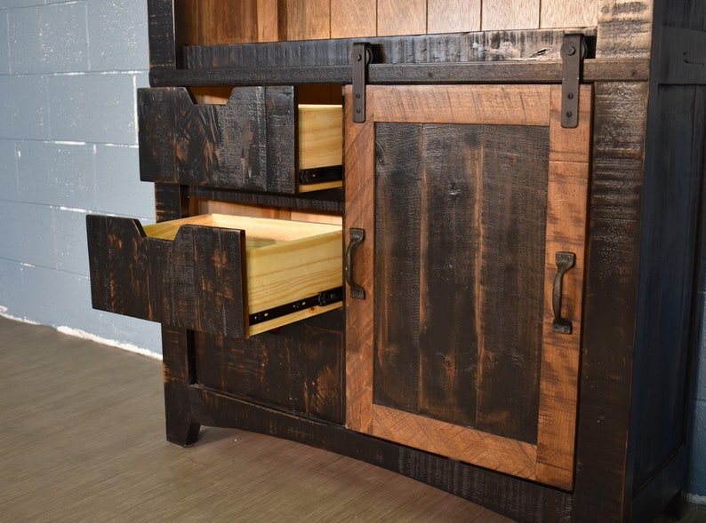 Rustic Farmhouse Style Solid Wood Barn Door Bookcase Etsy