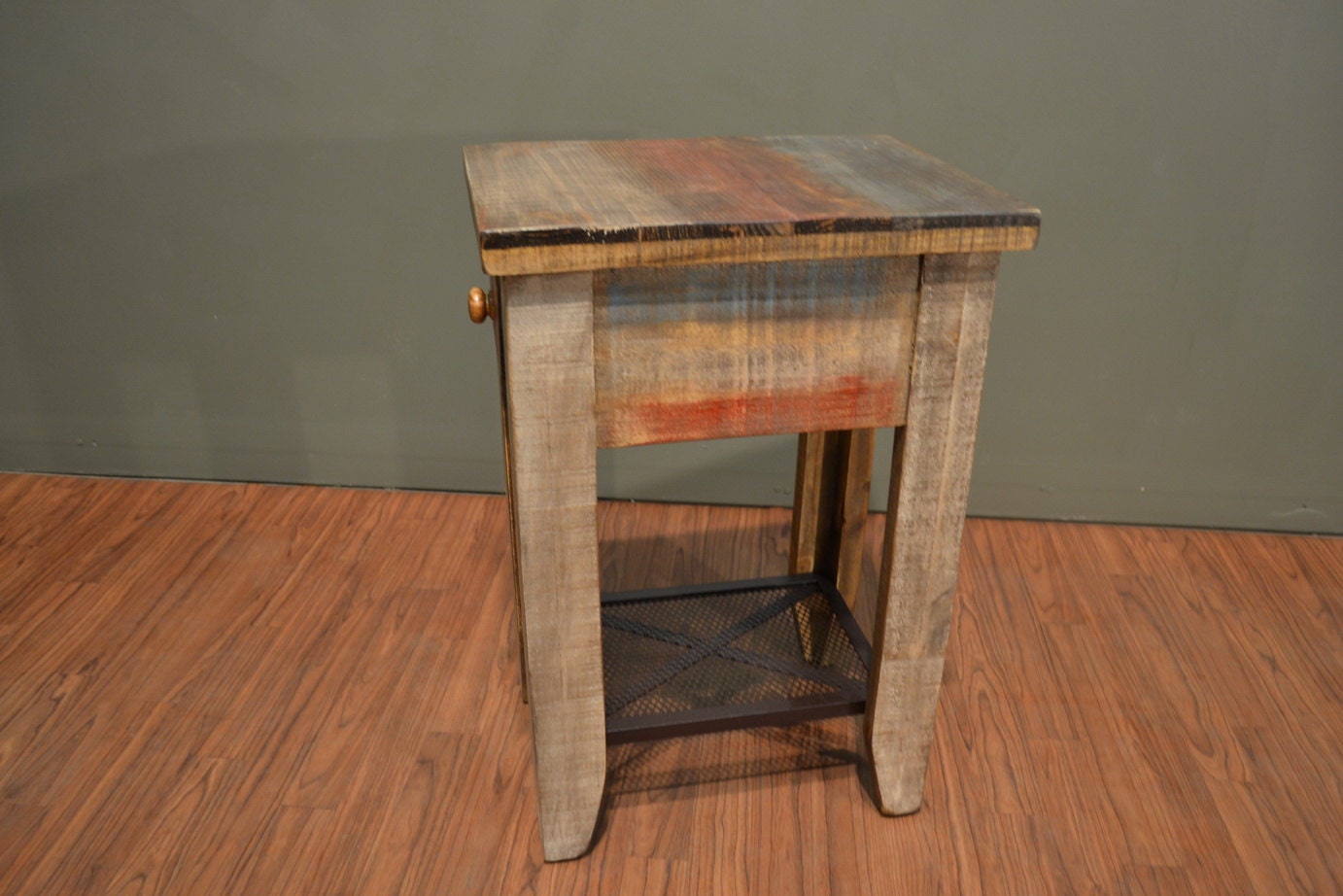 Pair of Rustic solid wood Side Table with drawer / End table / Etsy