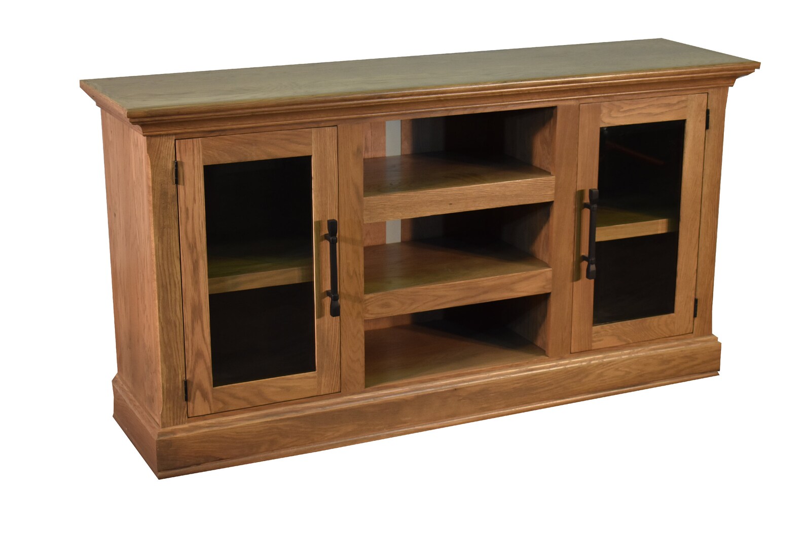 65 Inch Oak TV Stand / Sideboard with Glass Doors Oak Etsy