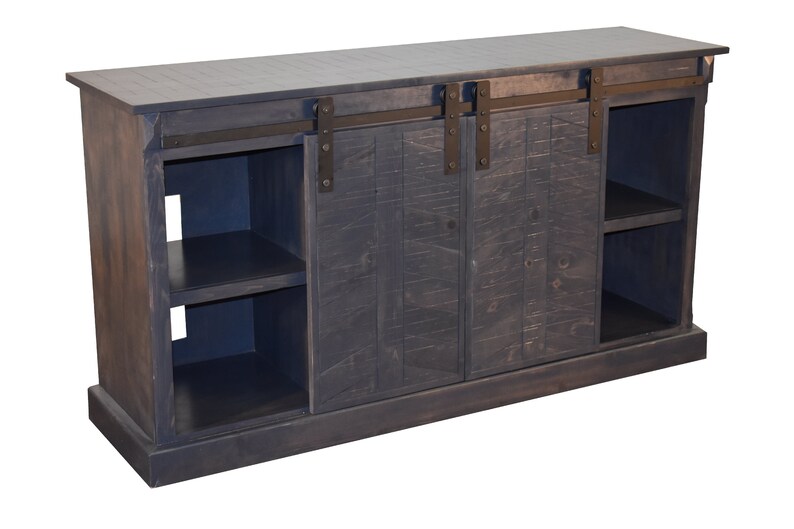 Rustic Farmhouse 65 Sliding Door Tv Stand Vintage Pewter
