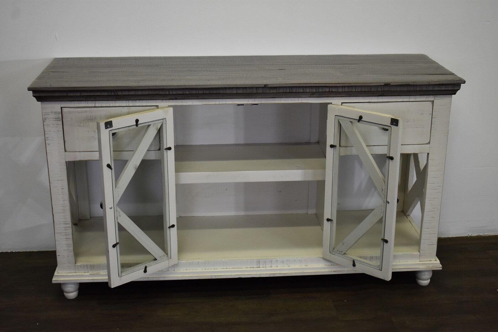 Rustic Farmhouse Style Solid Wood Barn Door Sofa Table