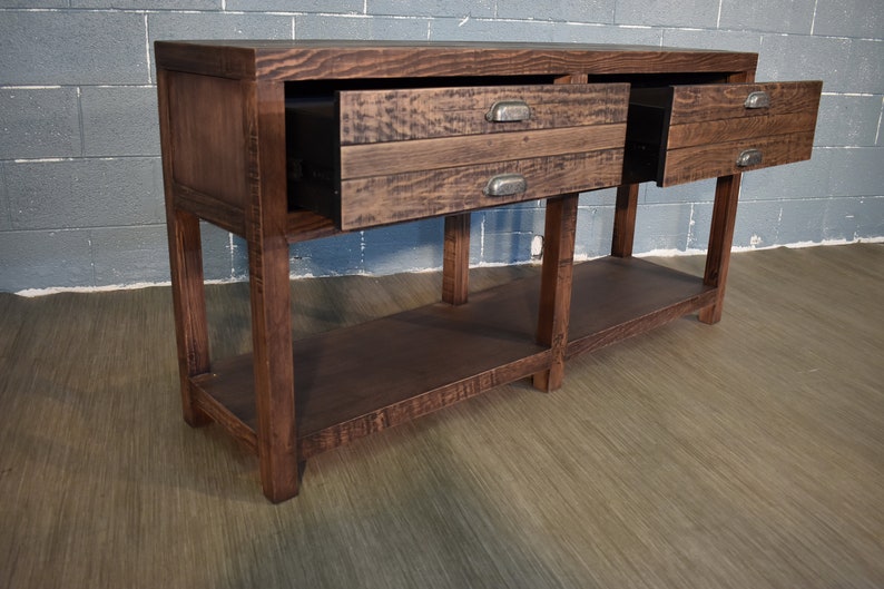 Rustic Style Solid Wood 58 2-Drawer Sideboard Console Table