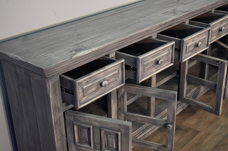 Rustic Solid Wood Distressed Whitewashed 83 inch Gray TV Stand Etsy