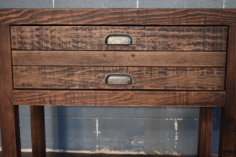 Rustic Style Solid Wood 58 2-Drawer Sideboard Console Table