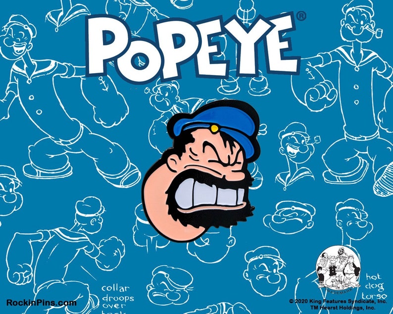 Popeye The Sailor Man Pin de esmalte de cabeza Bluto imagen 1