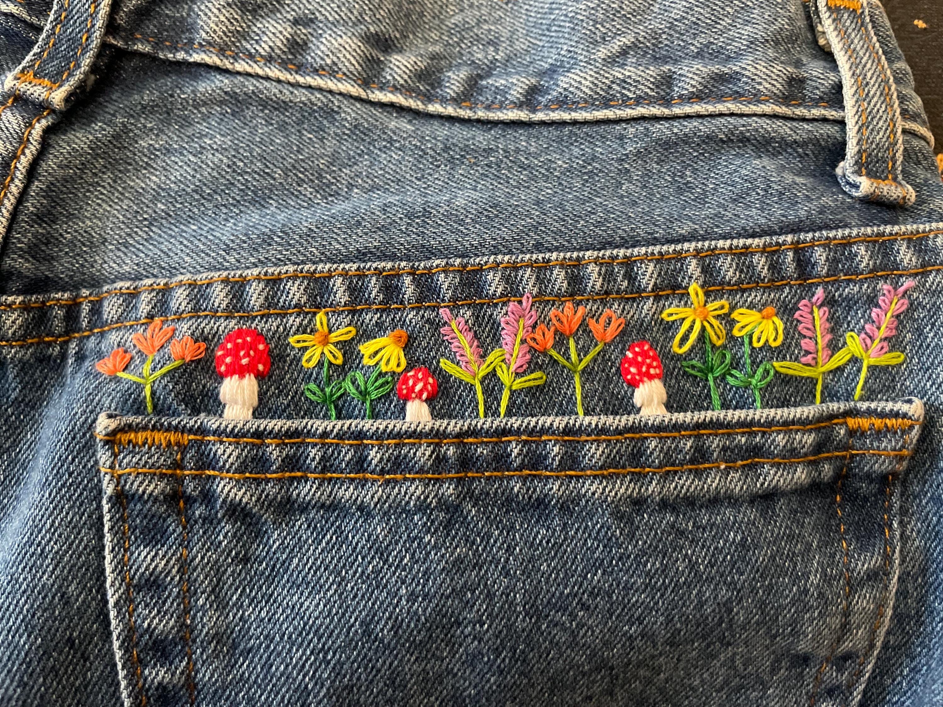 Faded Bloom Embroidered Denim Jeans