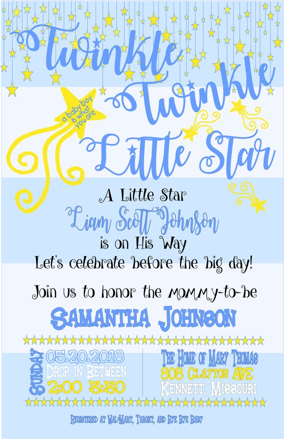twinkle twinkle little star baby shower invitations etsy