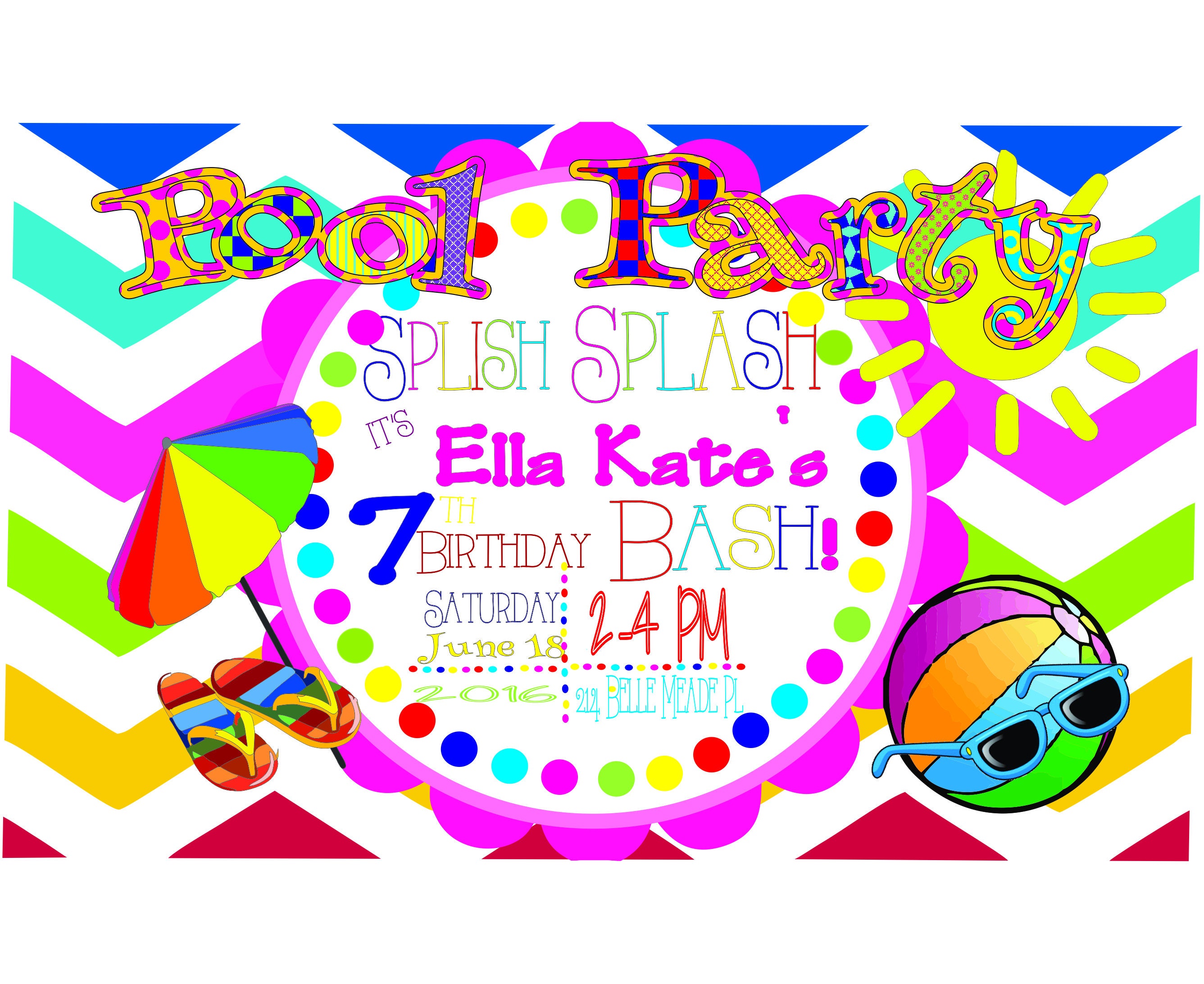 Pool Party Birthday Invitation Etsy