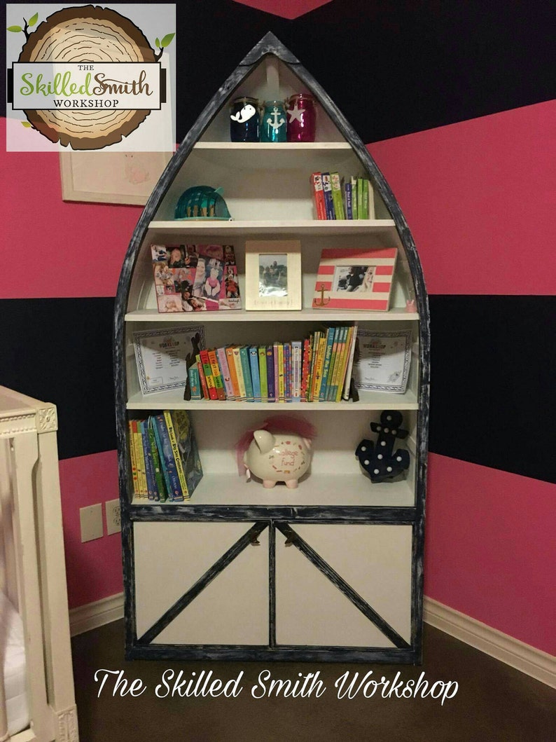 Boat bookshelf/ Nautical shelf/ unique bookshelf/ solid wood Etsy