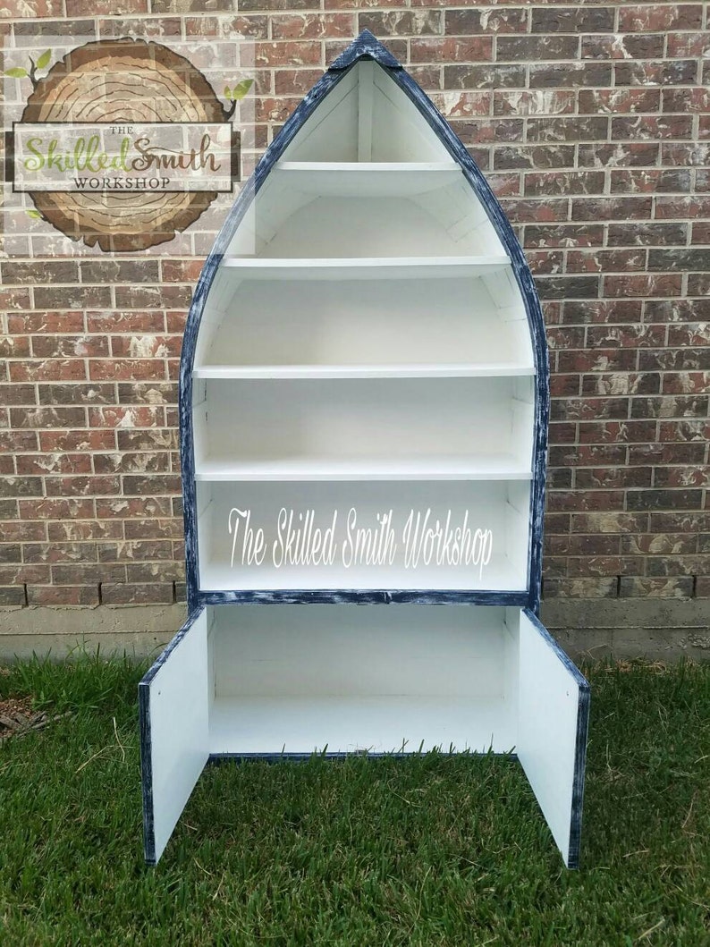 Boat bookshelf/ Nautical shelf/ unique bookshelf/ solid wood Etsy