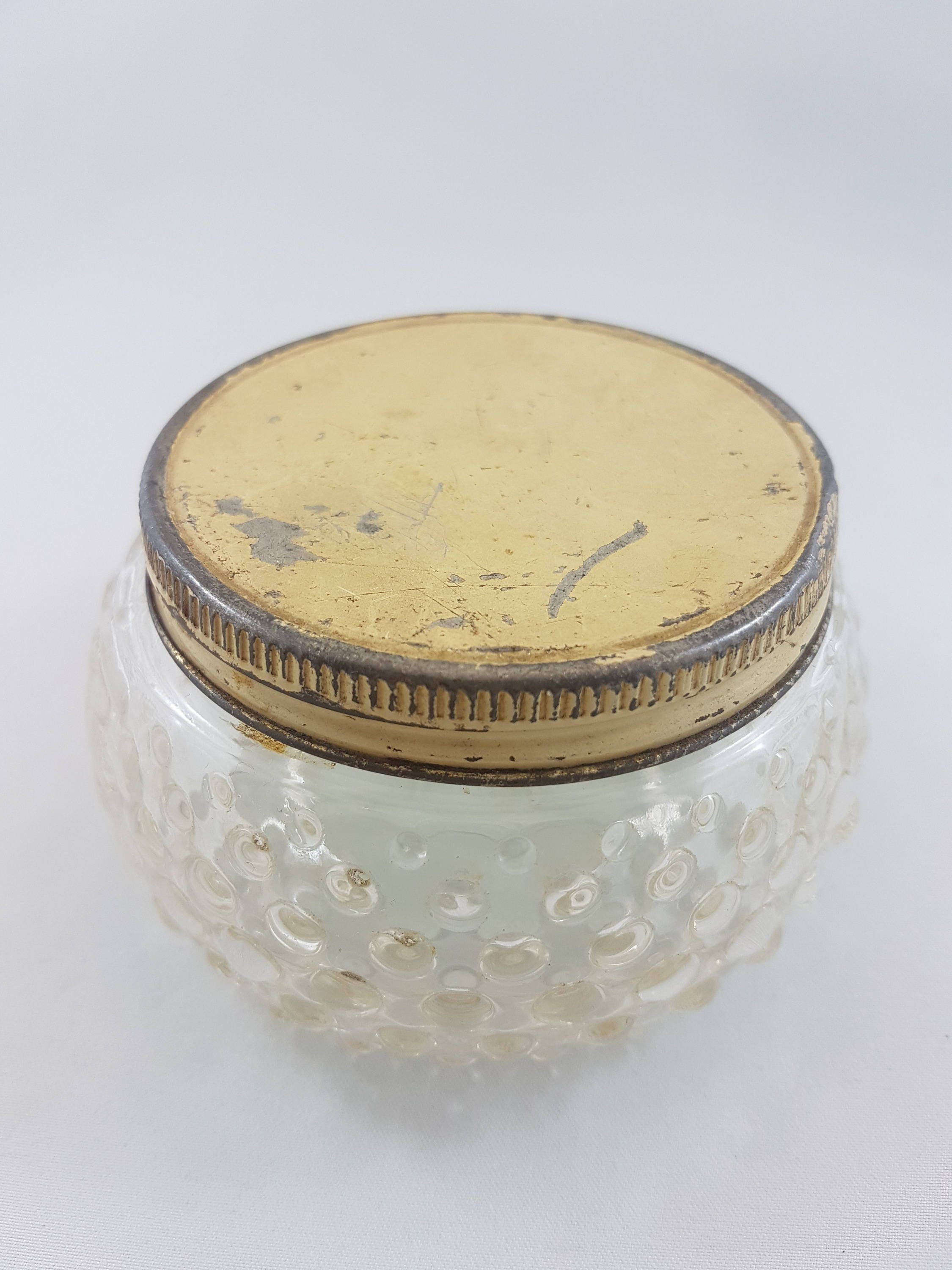 Vintage Clear Glass Hobnail Vanity Jar Powder Jar Vanity Etsy