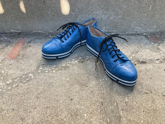 Blue Mod Rubber Soled Derby Style Shoes UK