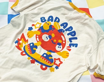 Bad Apple Shirt | 100% Cotton Ringer Tshirt | Screen Printed Design