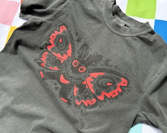 Mothman Shirt | 100% Cotton Comfort Colors Grey Tshirt | Screen Printed Design