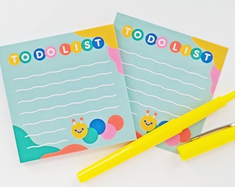 Caterpillar To Do List Sticky Notes | Adhesive Memo Pad | 50 Sheets | Note Taking Stationery
