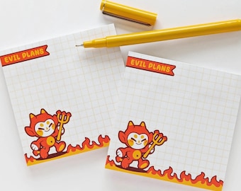 Evil Plans Sticky Notes | Adhesive Memo Pad | 50 Sheets | Note Taking Stationery