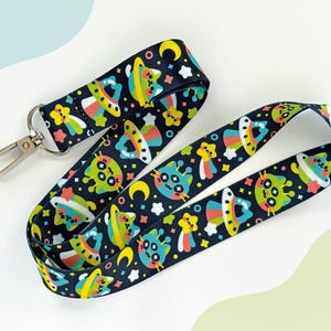 Extra Purrestrial Lanyard | Long Soft Nylon Neck Strap with Swivel Clasp