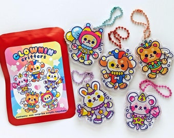 Clownin' Critters Blind Bag | Surprise Mystery Acrylic Keychain | Gacha Bag Charm