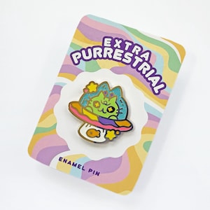 Extra Purrrestrial Pin | Gold Plated Metal Hard Enamel + Glitter Accents