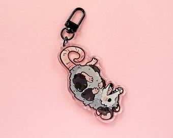 Hangin' Opossum Keychain | Double Sided Acrylic Charm