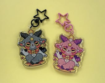 Baphomet Cutie Keychain | Pastel and Dark Versions | Double Sided Acrylic Charm