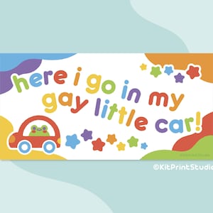 Here I Go In My Gay Little Car Bumper Sticker