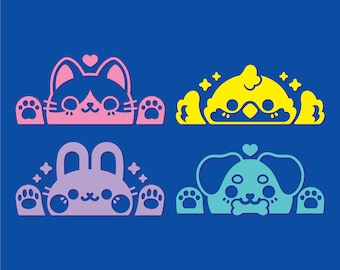 Pegatina de vinilo con diseño de animal asomándose / Adhesivo para coche resistente al agua y a los rayos UV
