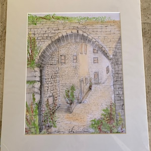 Alley in Jerusalem, Israel, Hand Painted, Water color.