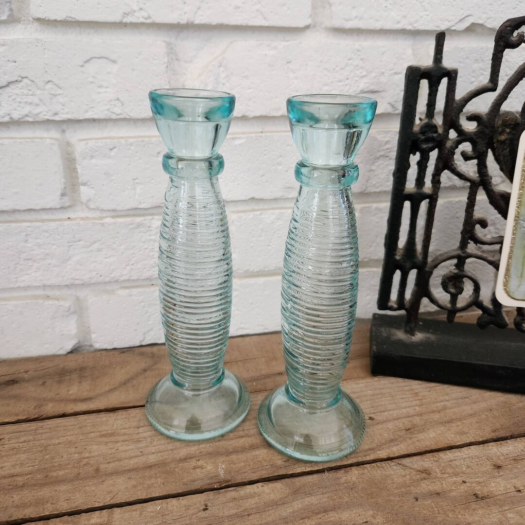 Vintage Pair Ribbed Glass Bud Vase Veteria Etrusca Made in Etsy