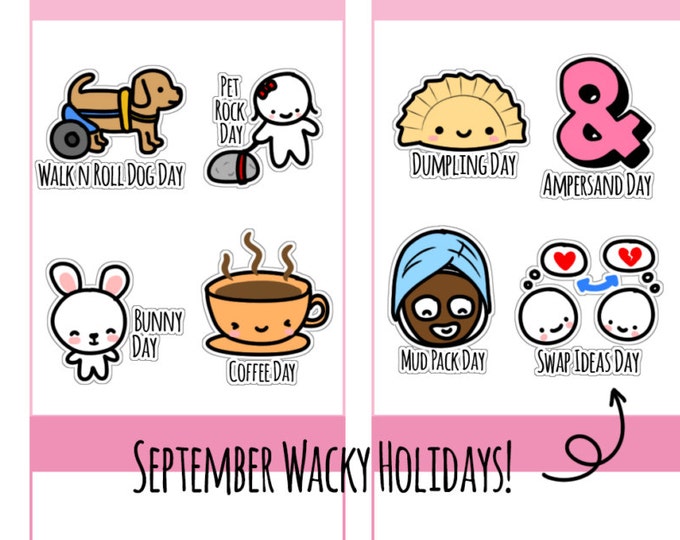 Wacky Holidays September Planner Stickers W09 Etsy