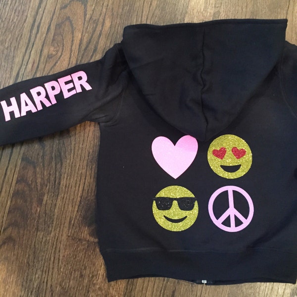 Baby and Toddler & Girls Zip Hooded Sweatshirt, Custom, Personalized, Glitter Hoodie