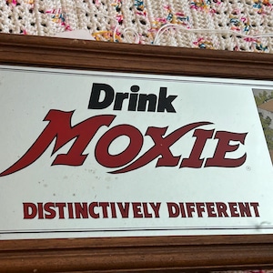 Rare Original moxie soda advertising mirror. 1970’s vintage mirror, Soda advertising sign.