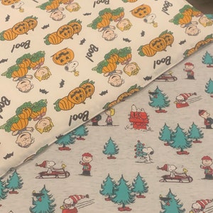 New reversible quilted handmade table runner, Christmas/ Halloween, Charlie Brown. Peanuts gang. Snoopy